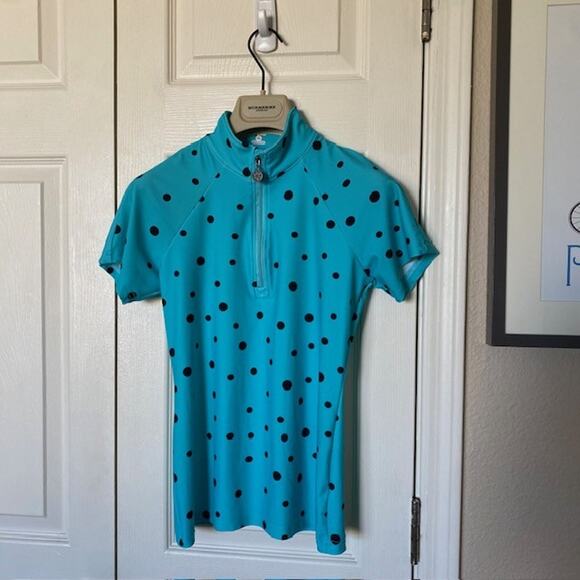 Tzu Tzu 1/4 Zip Polo Top Polka Dot Stretch Golf‎ Tennis Pickleball Women's XS - Picture 1 of 7
